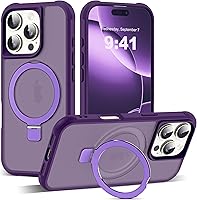 Vista 40 de Funda de grado militar compatible con iPhone 14 Plus de 6.7 pulgadas, con soporte magnético invisible tipo anillo, compatible con MagSafe y gran