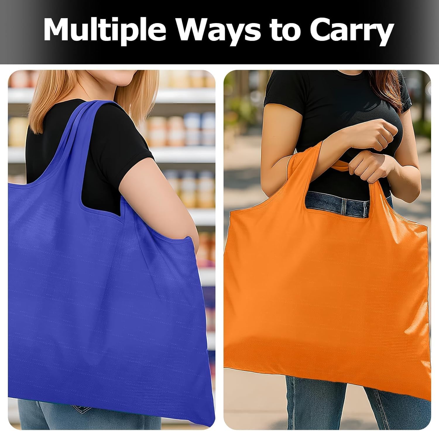 Washable Large Foldable Shopping Bag, Waterproof Reusable Grocery Bag Holder,for Shopping Reusable Tote Bags Large 50LBS,Tote Bags Nylon Bags(Wine Red) - Image 7