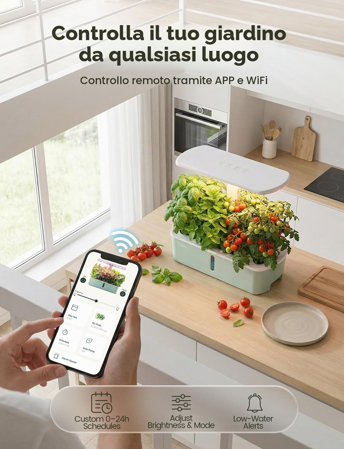 LetPot LPH-Air - Kit di sistema di coltivazione idroponica, giardino intelligente interno controllato tramite APP e WiFi con luce di crescita regolabile da 24W a spettro completo, vaso da 10 baccelli