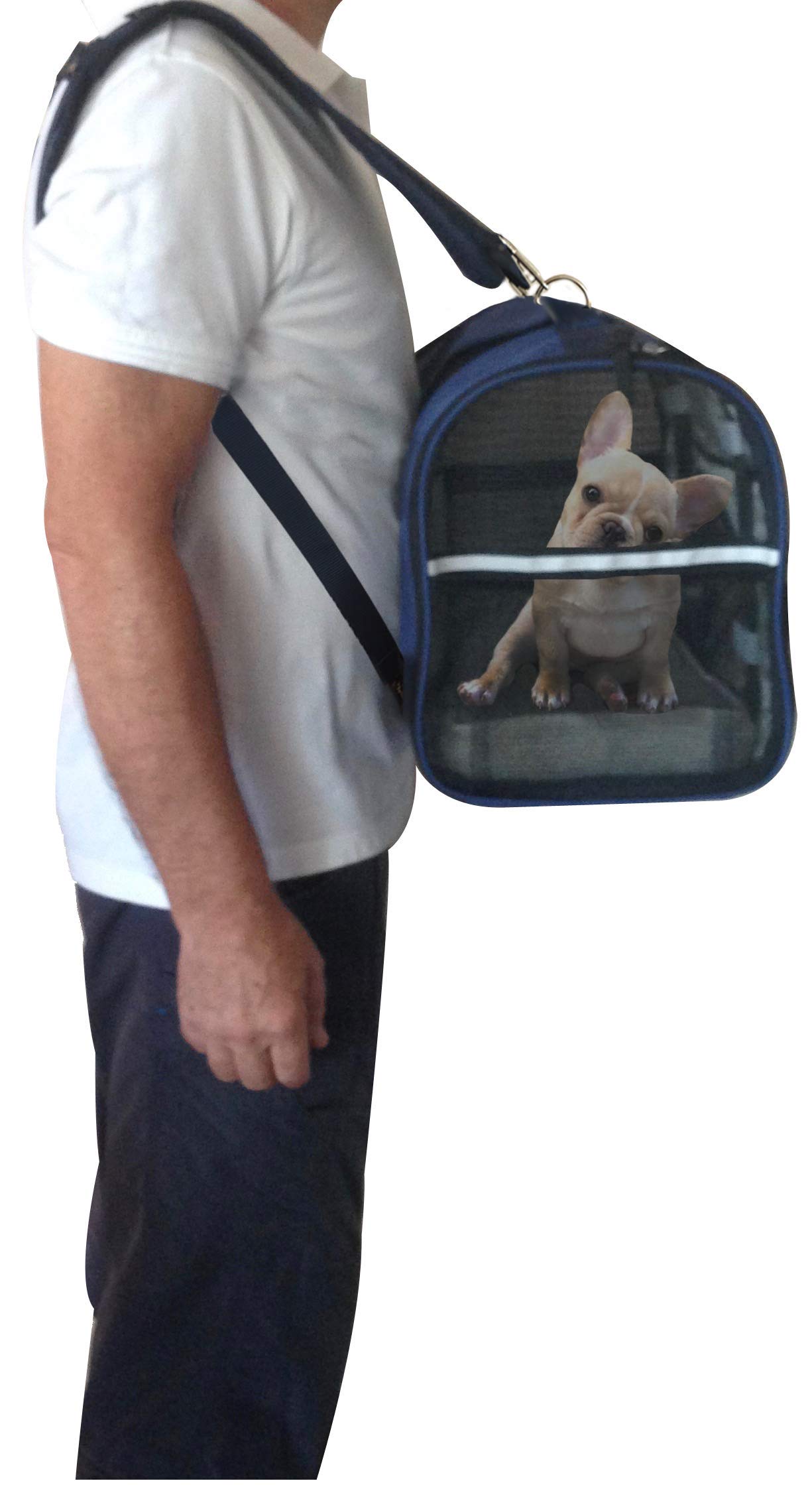 6-en-1 Robusta Mochila para Mascotas, Frontal/Pecho Mochila, Bolsa de Hombro y de Mano, Caja para Asiento de Auto, 2 Posiciones. Transportador de Viaje con Lados Suaves. para Mascotas de 45-54 cm
