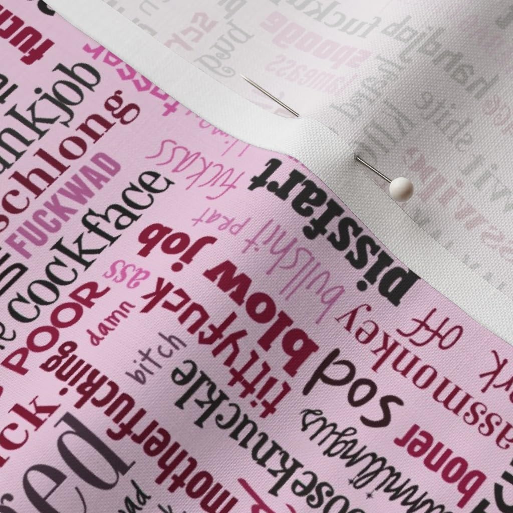 Spoonflower Fabric - Nsfw Words Pink Typography Printed on Petal Signature Cotton Fabric by The Yard - Sewing Quilting Apparel Crafts Decor