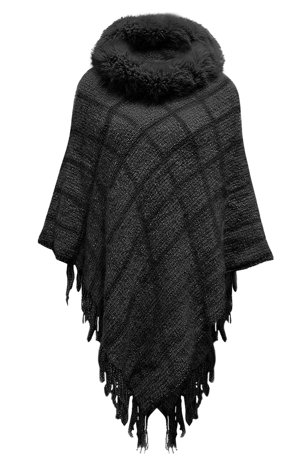 NLAND Poncho Donna Inverno Frange Mantella Coprispalle Elegante da Cerimonia con Collare Scialle Caldo Maglione Cappotto Morbida e Versatile