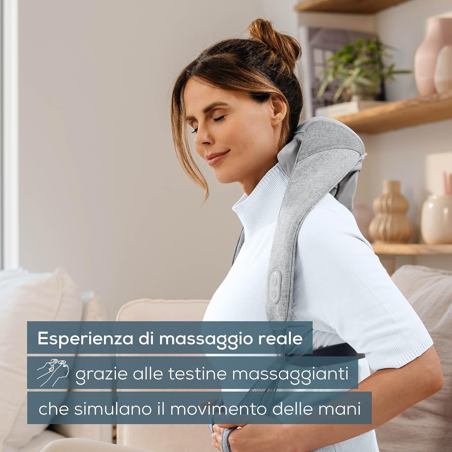 Beurer MG 154 Massaggiatore da Collo Ricaricabile con Funzione Calore, per Spalle e Nuca, Funzionamento Senza Fili fino a 2 Ore, 6 Testine e simulazione manuale, 2 Livelli di Intensità, Lavabile