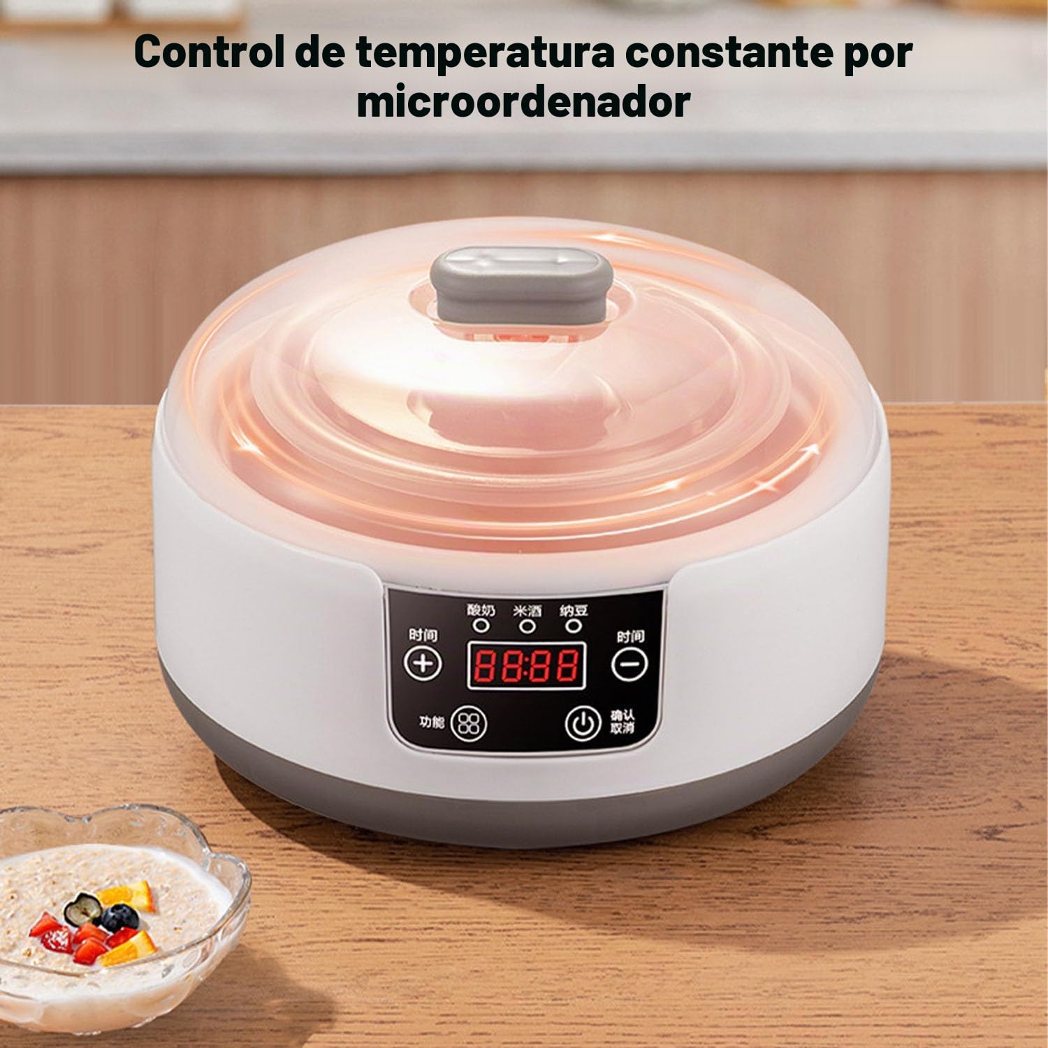Máquina para hacer yogur de 1200 ml, máquina de yogur probiótico 36 horas con control de temperatura, yogurt con 5 tarros de vidrio para yogur griego casero, vegano