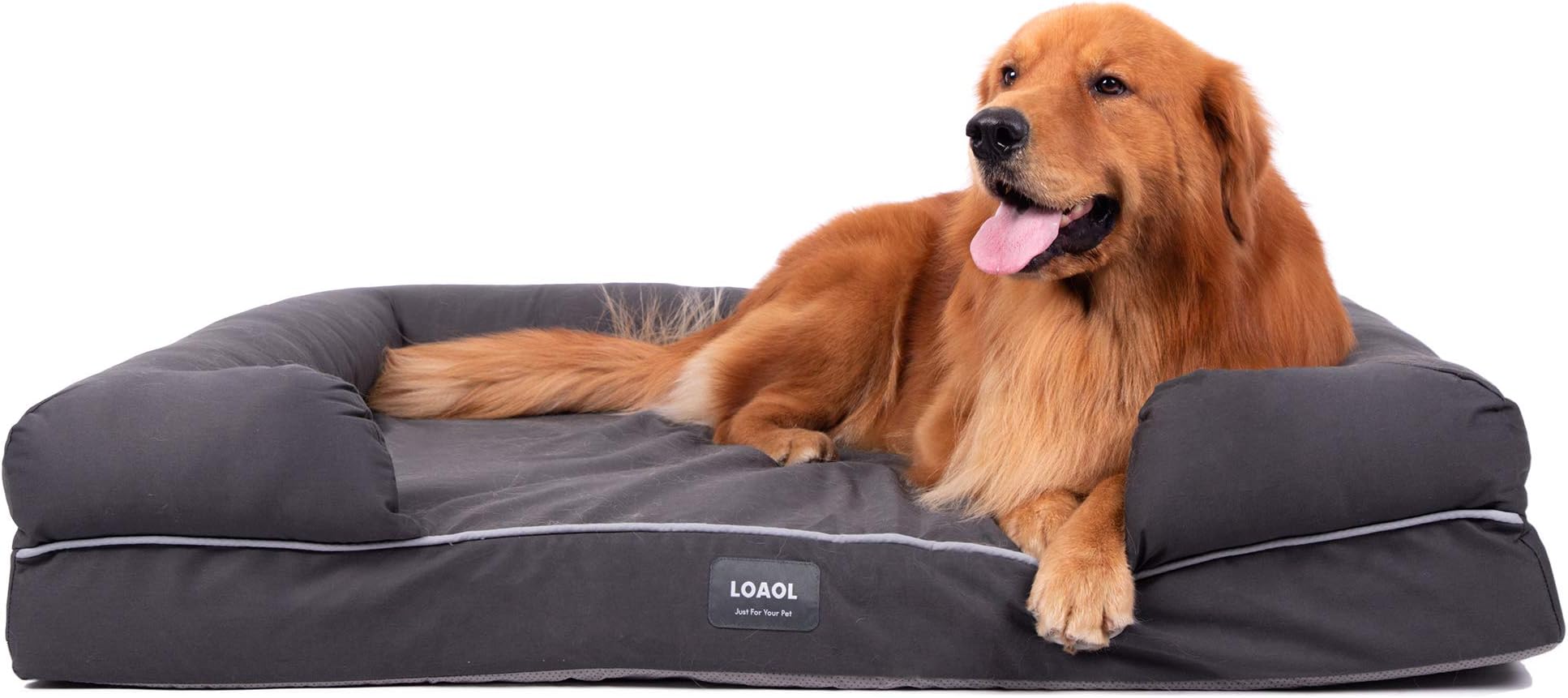 Large Dog Bed Soft Orthopedic Memory Foam, Waterproof Liner & Bolster Design for Large/Extra Large Dogs, Durable, Washable Cover & Breathable Construction for a Comfortable and Relaxing Sleep