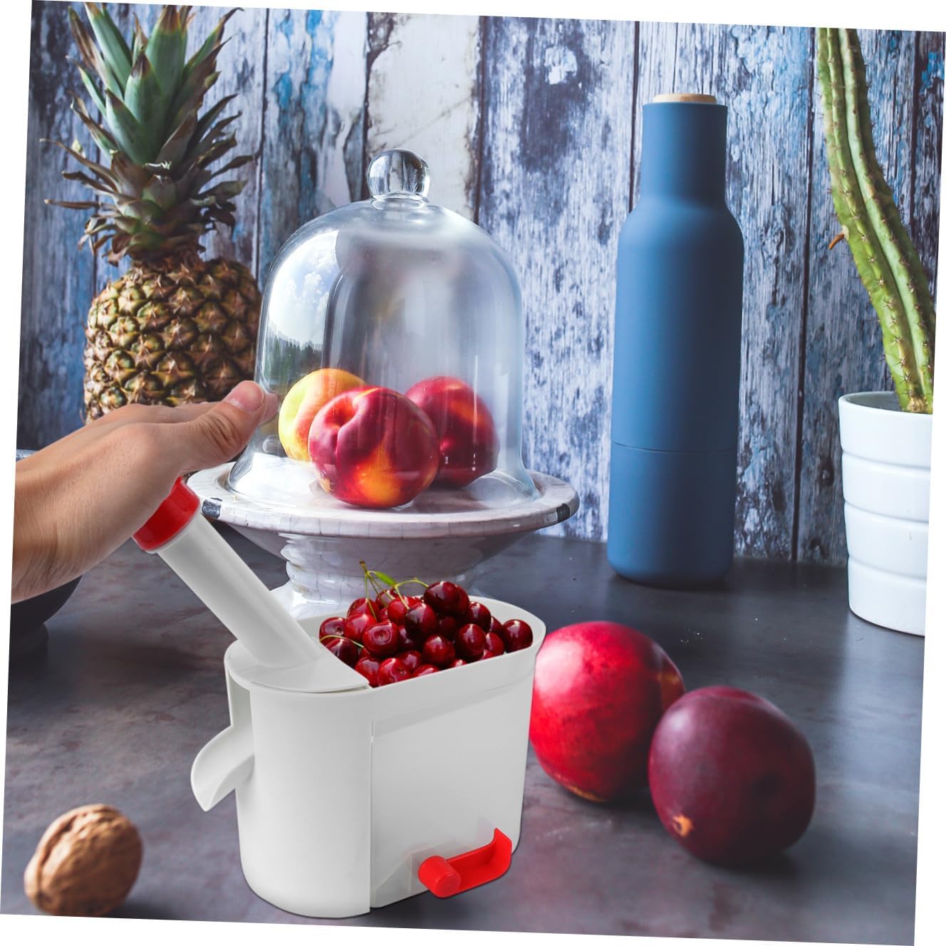 KICHOUSE Grape Slicer Cherry Remover 2-in-1 Cherry Pitter Tool Quick Pit Easy Squeeze Kitchen Fruit Gadget