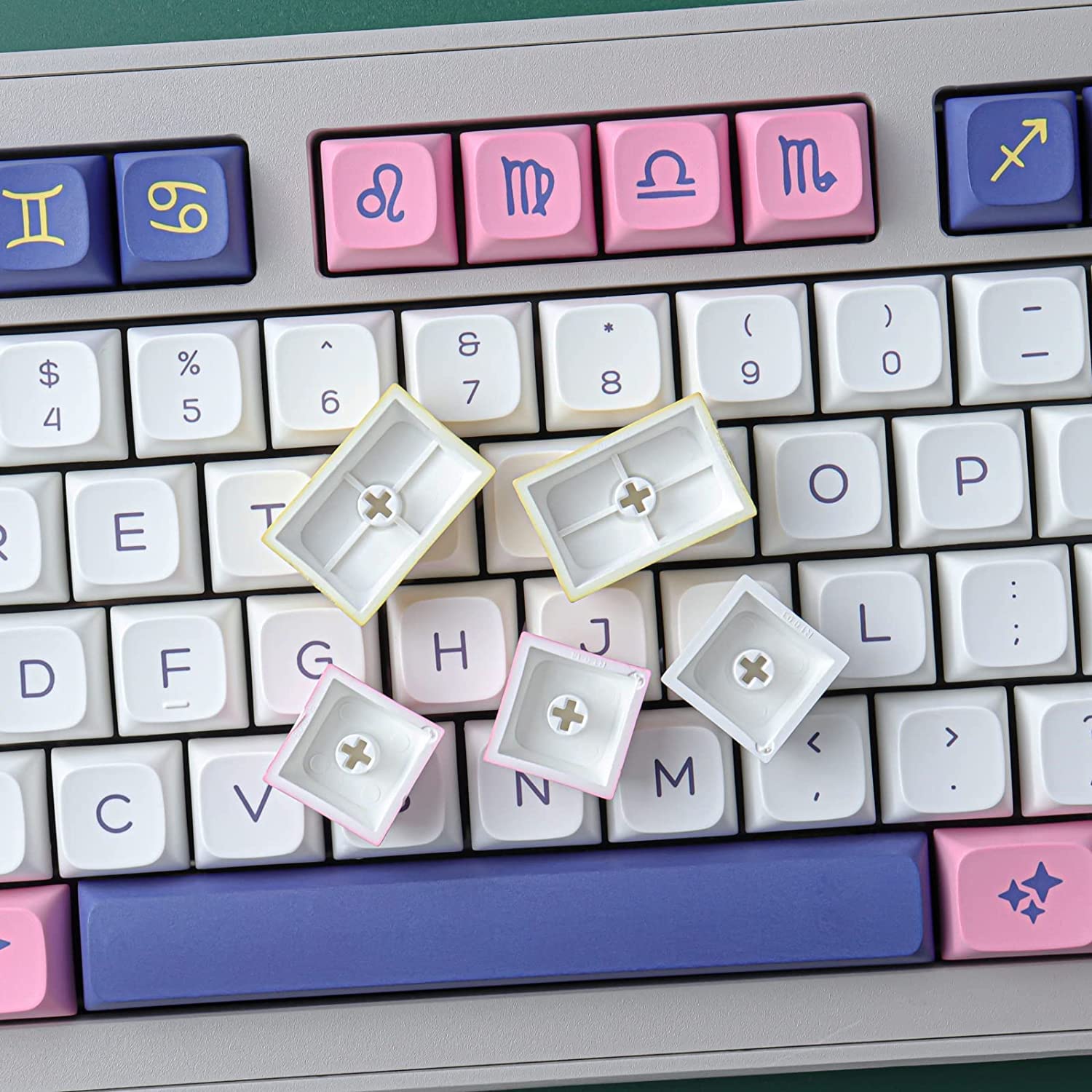 JOMKIZ nasadki na klawisze, 132 klawisze zestaw nasadek klawiszy z PBT barwnik sublimacyjny XDA nasadki na klawisze profilowe do klawiatury mechanicznej Cherry MX Switch