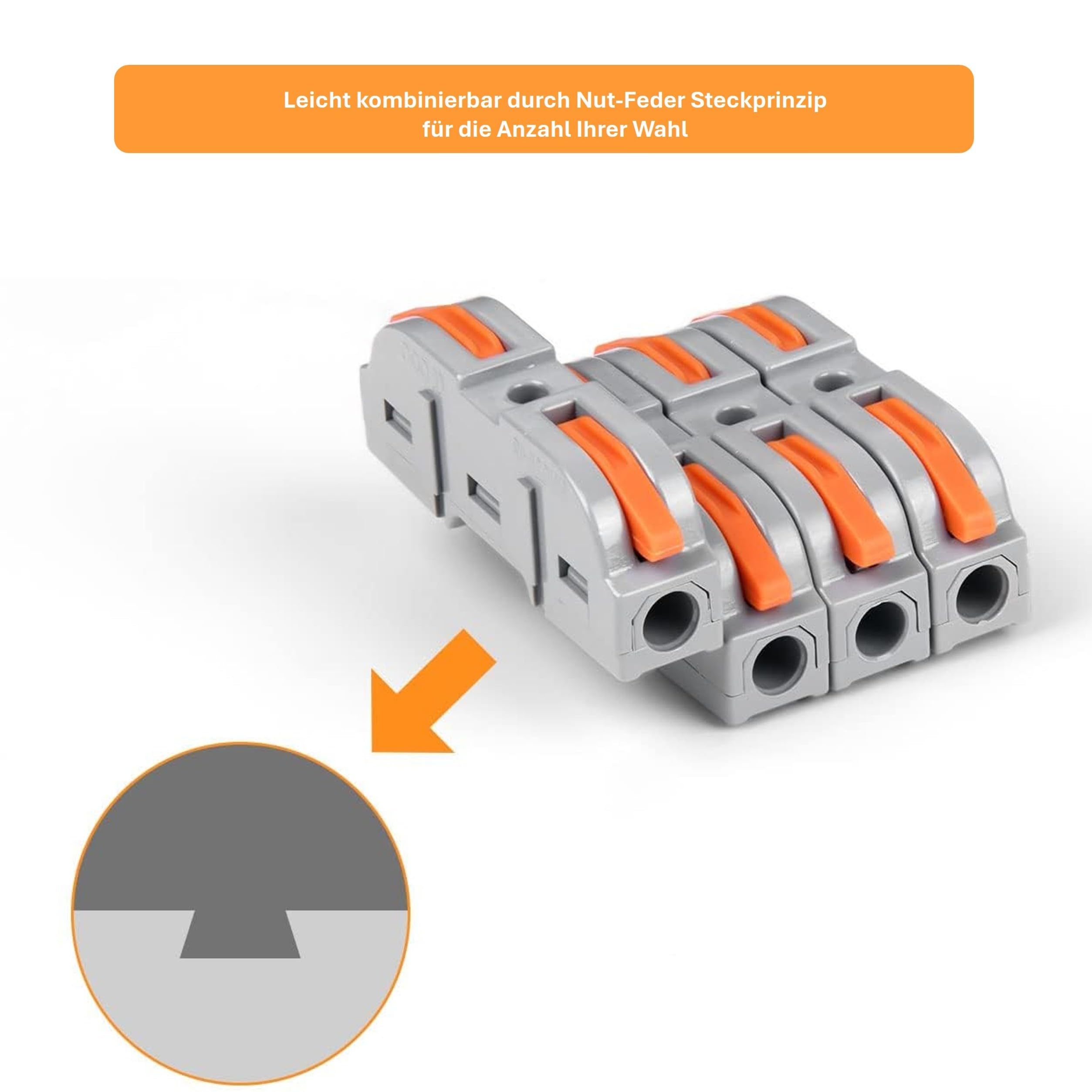 Woltersberger® Zacisk przyłączeniowy SPL-1 z dźwignią – 50 sztuk do 4 mm² – beznarzędziowy zacisk przyłączeniowy do instalacji kabli i prac elektrycznych