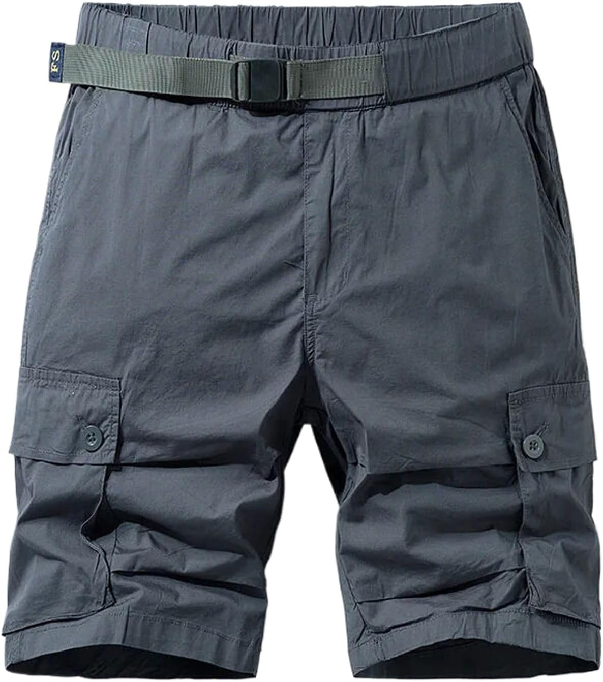 Men's Multi-Pocket Cargo Shorts Summer Cotton Khaki Shorts No Belt
