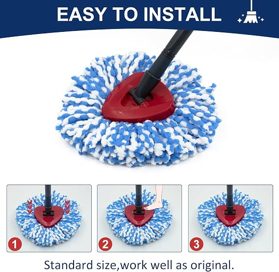 Spin Mop Head Replacements Compatible with Ocedar RinseClean 2 Tank System,Mop Head Refill Replacement for O-cedar 2 Tank System - Easy to Replace,100% Microfiber, All Hard-surfaced Floor Clean 3 Pack