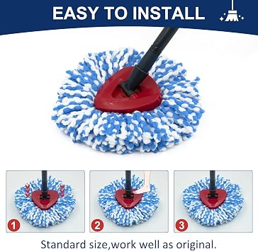 Spin Mop Head Replacements Compatible with Ocedar RinseClean 2 Tank System,Mop Head Refill Replacement for O-cedar 2 Tank System - Easy to Replace,100% Microfiber, All Hard-surfaced Floor Clean 3 Pack
