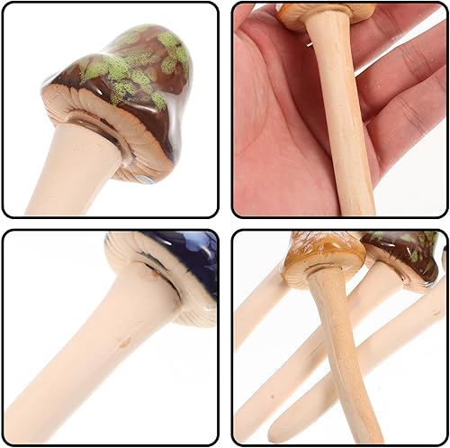 Miniatura 3 de Tofficu Decoración al aire libre, 6 piezas de cerámica de hongos de jardín, estacas, estatua de hongos para patio, césped, decoración de macetas al