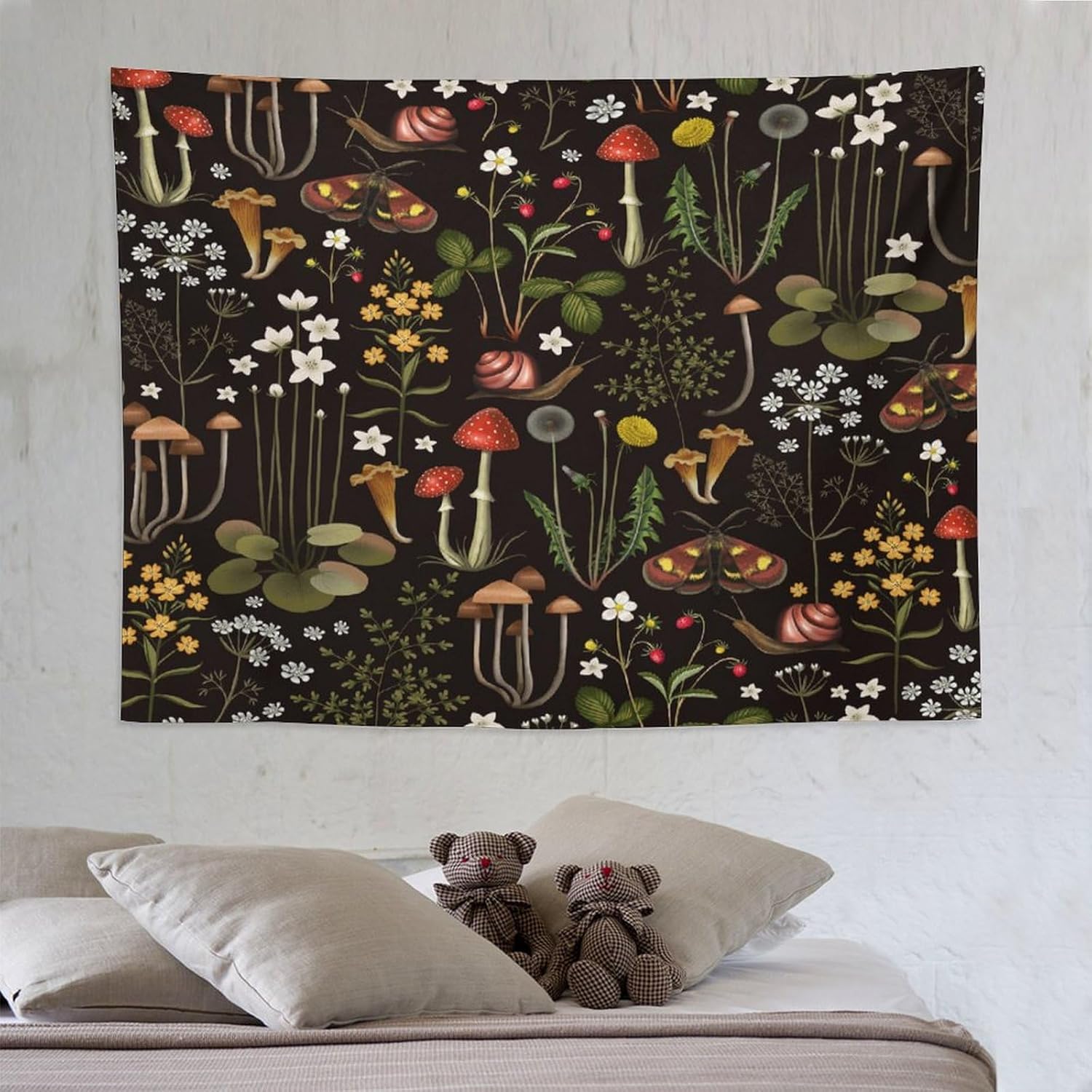 ZhiRain Mushroom Tapestry Wall Hanging Wild Species Natural Organic Food Garden Theme Tapestries Home Decor for Living Room Bedroom Apartment Farmhouse Dorm 60"x80"