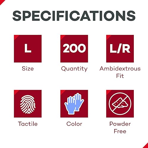 Vista 8 de Dealmed Guantes de examen médico – 1800 guantes de nitrilo XL, desechables, no irritantes, sin látex, multiuso para un botiquín de primeros auxilios