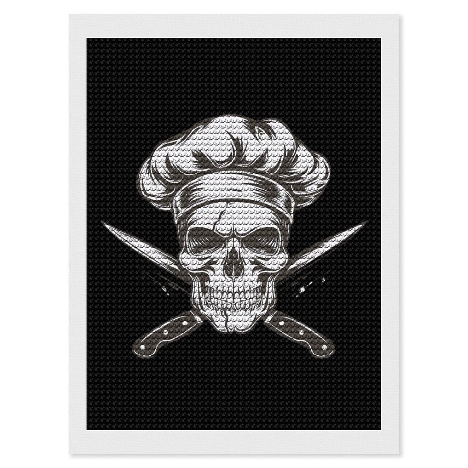 Nclqvjxzkhw Style Skull Chef Gangster Diamond Art Painting For Adult Round Diamonds Pictures Arts Crafts Home Wall Decor 12"X16"