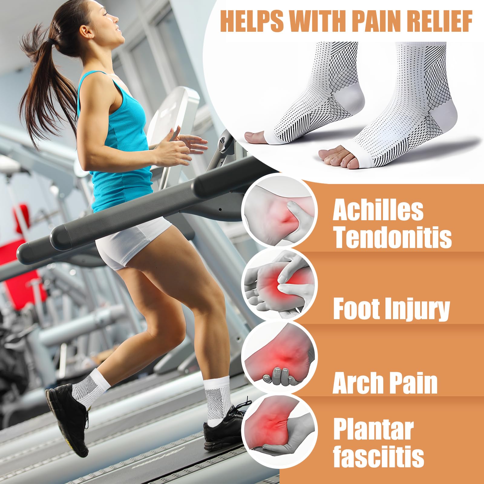 CIYIN Calcetines de Compresion, 4 Calcetines de Compresión Ortopédicos, Calcetines Compresion para Hombre Y Mujer, Soporte Tobillo Elástico, para Fascitis Plantar