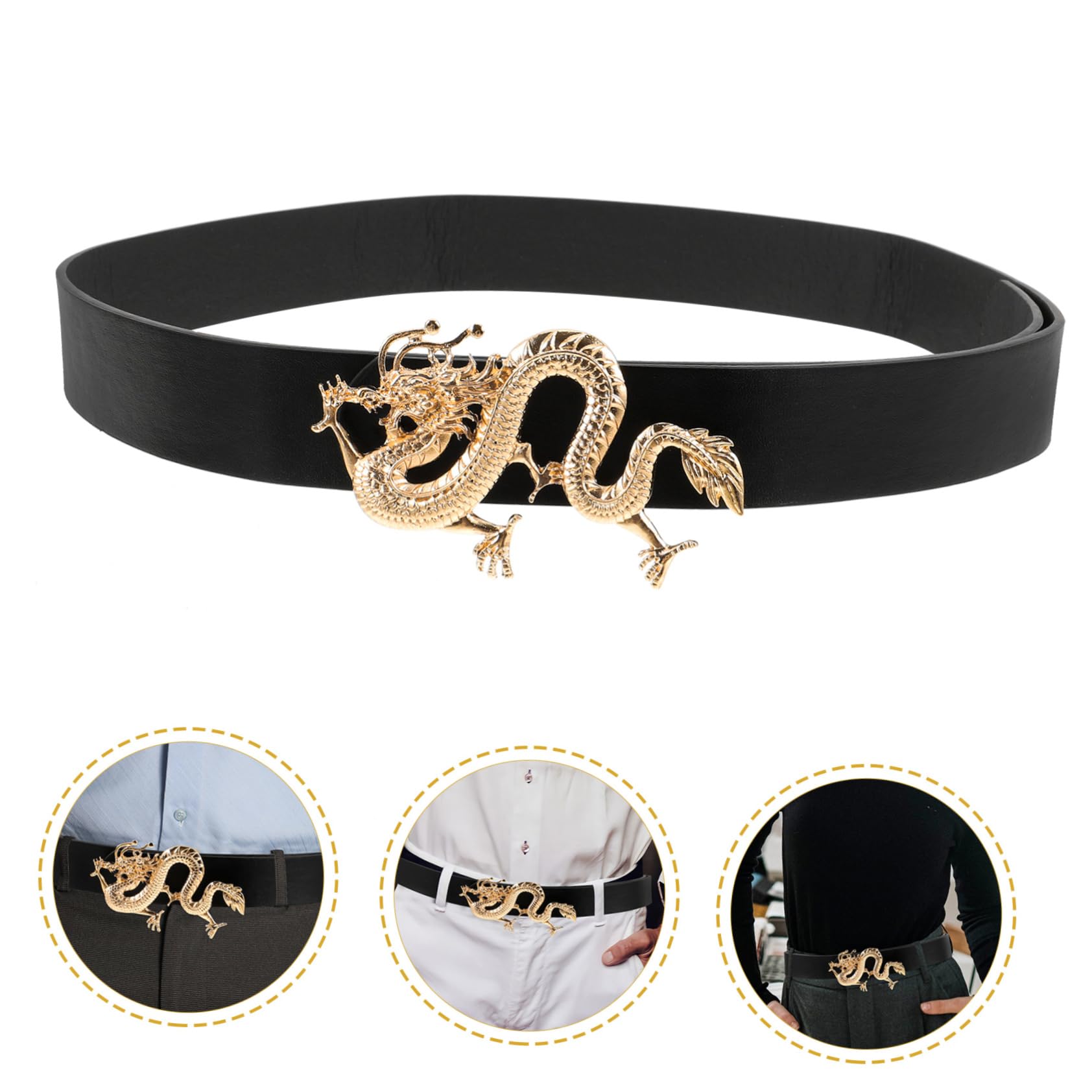 PRETYZOOM Unique Dragon Design Belt Women's Vintage Dress Waist Belt Durable Leather for Men Women