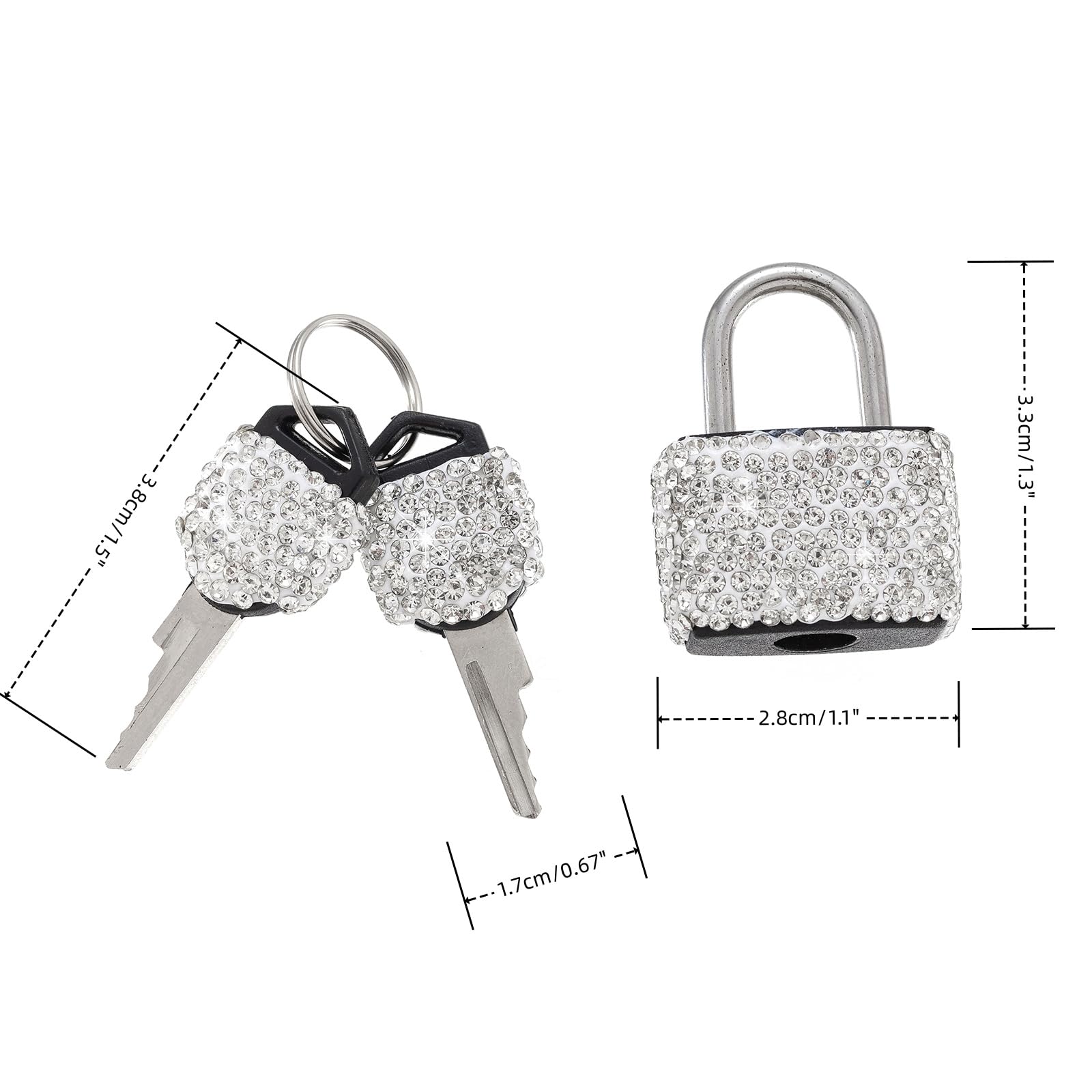 2 Pcs Small Locks with Keys Mini Luggage Locks Bling Keyed Padlock with Key Metal Lock for Locker Suitcase,Backpack,Boxes,Laptop Bag(White+Colorful)