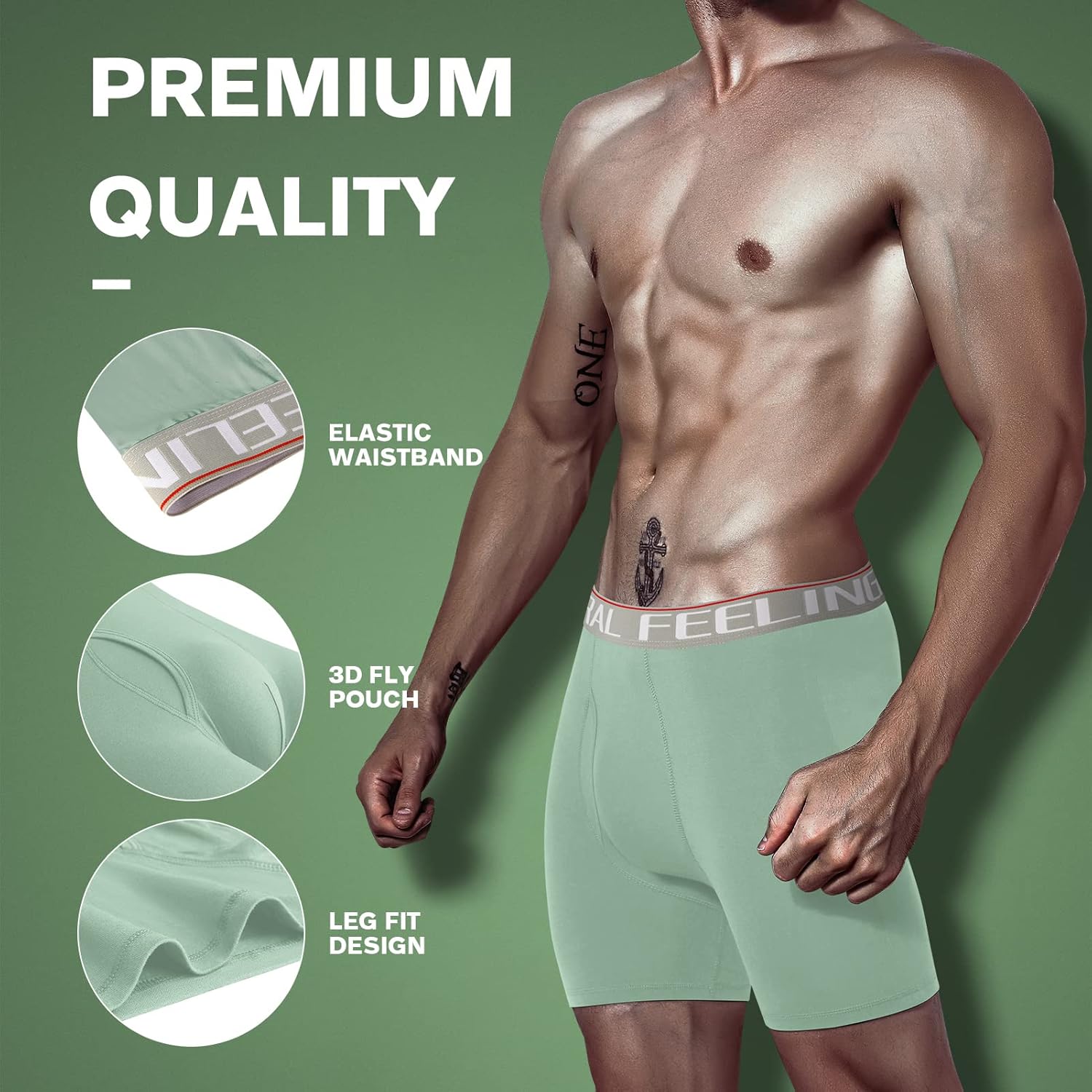 Natural Feelings Boxer Briefs Mens Underwear Men Pack of 5-6 Soft Cotton Open Fly Underwear - Image 3