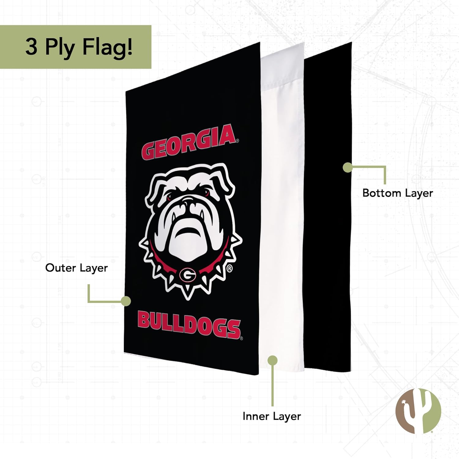 Desert Cactus University of Georgia UG Garden Flag – 19 x 12 inch Georgia Bulldogs Banner, For Outdoor Display and Events (Design J) - Image 4