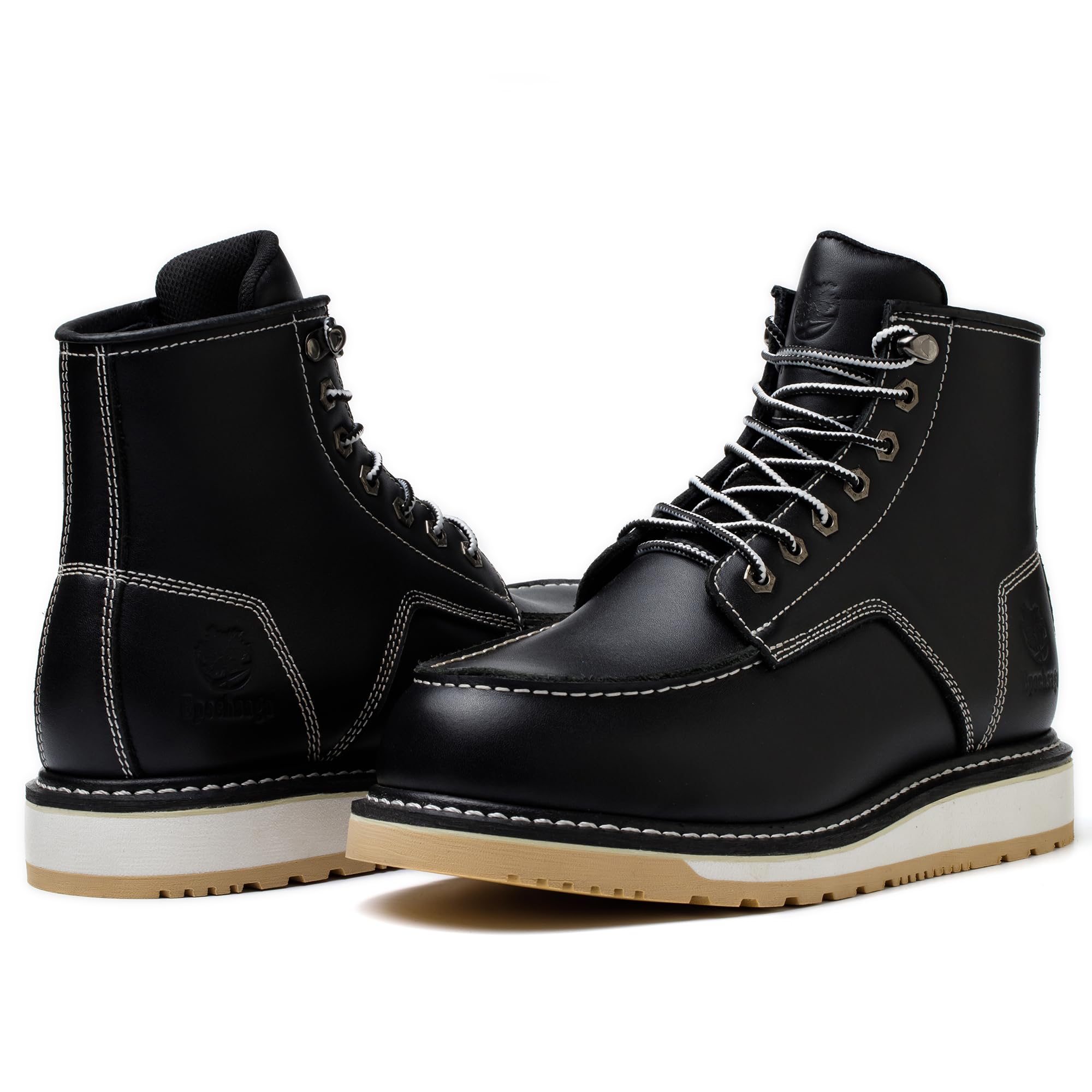 Miękkie wodoodporne modne buty robocze Goodyear-Welted Industiral & Construction 15 cm brązowe/czarne
