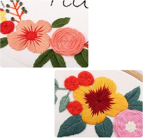 Miniatura 4 de KAMEUN Kits de bordado para adultos principiantes, 3 juegos de iniciación de bordado, kits de práctica de punto de cruz con patrón estampado, aros