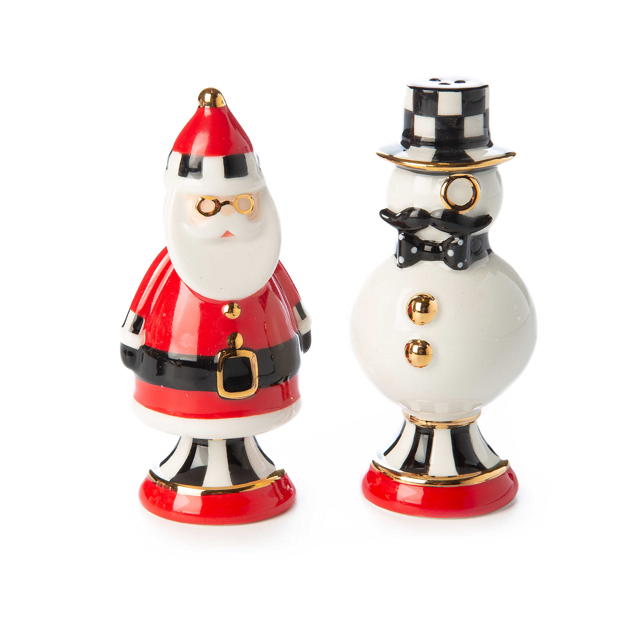 MacKenzie-Childs Dolomite Ceramic Checkmate Duo Salt & Pepper Set