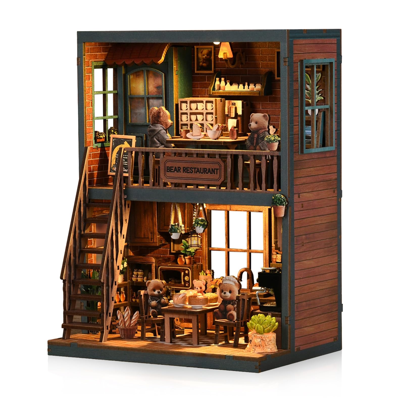 Kit Book Nook, puzzle 3D in legno con interruttore a LED e cornice