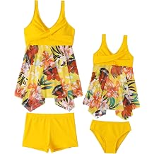 Mommy and Me Two Piece Swimsuit Women Girls High Waisted Bathing Suits Matching Family Swimwear