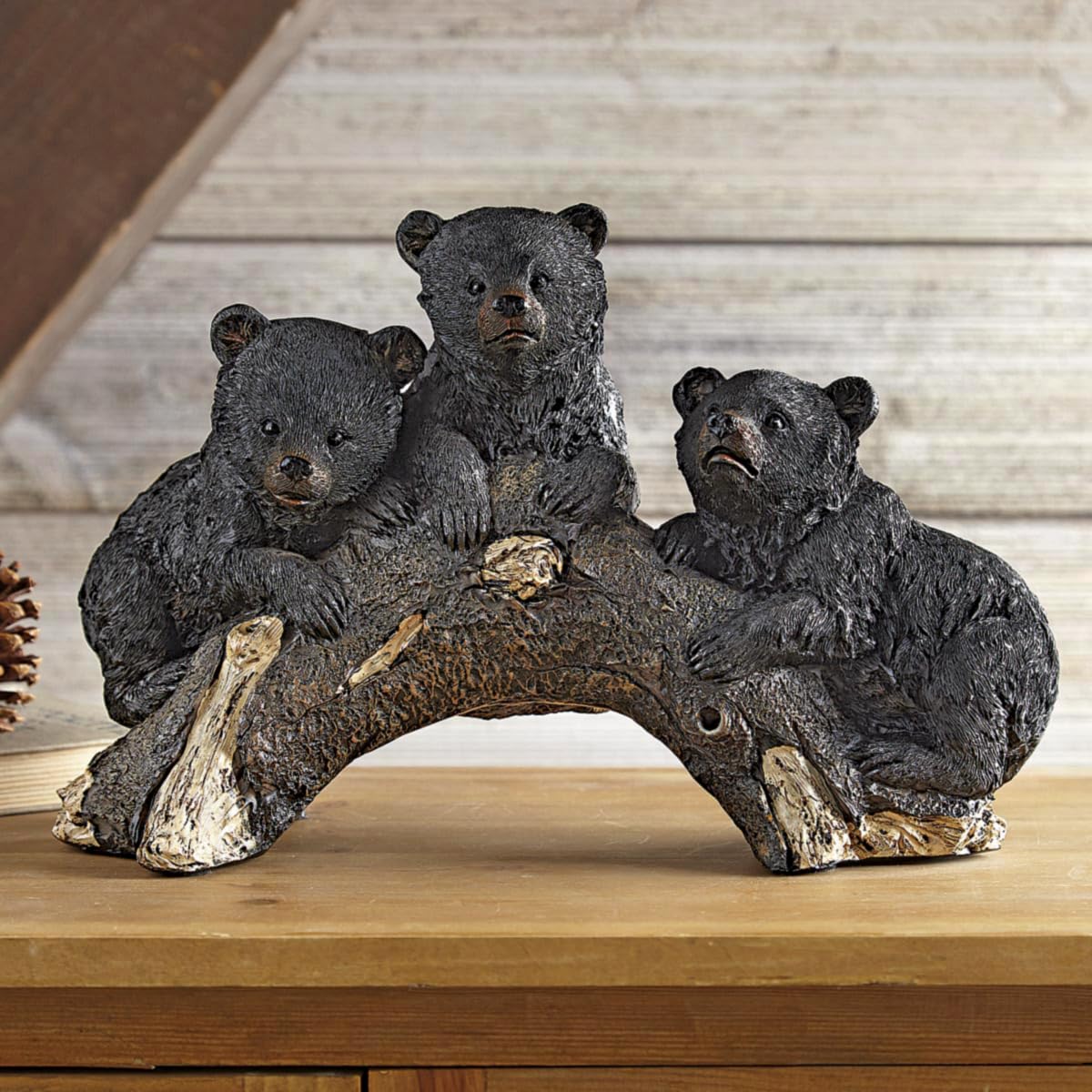 木彫り 熊 家族 wooden curved bear family Amazon.com: Black Forest Décor Bears on Log Sculpture : Home