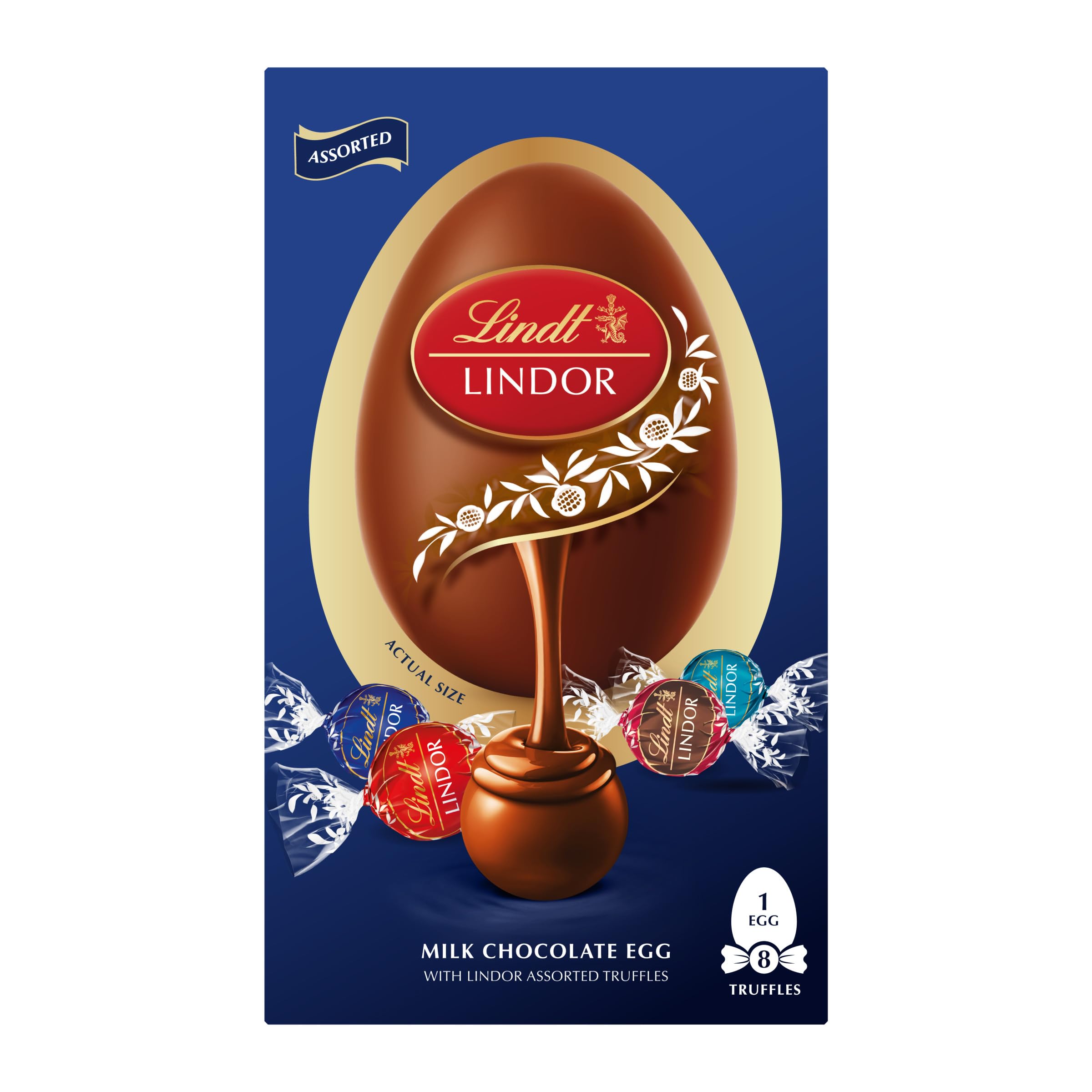 Lindt Lindor Blue Assorted Chocolate Easter Egg Large, 260g - Contains Assorted Milk Chocolate Truffles with a Smooth Melting Filling - Easter Gift