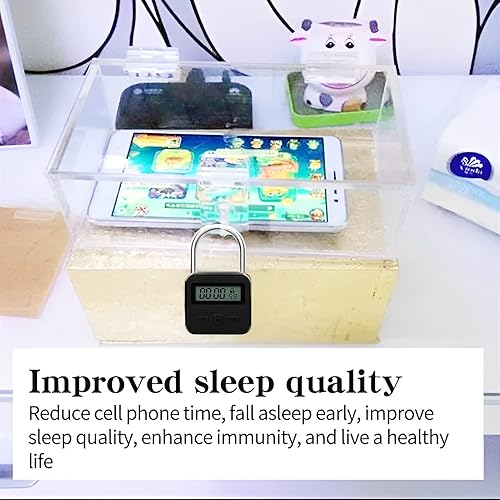 Miniatura 2 de Cerradura de combinación, bloqueo de temporizador de metal, temporizador de tiempo recargable por USB con cuerda de resorte de 3.3 ft, 99 horas de