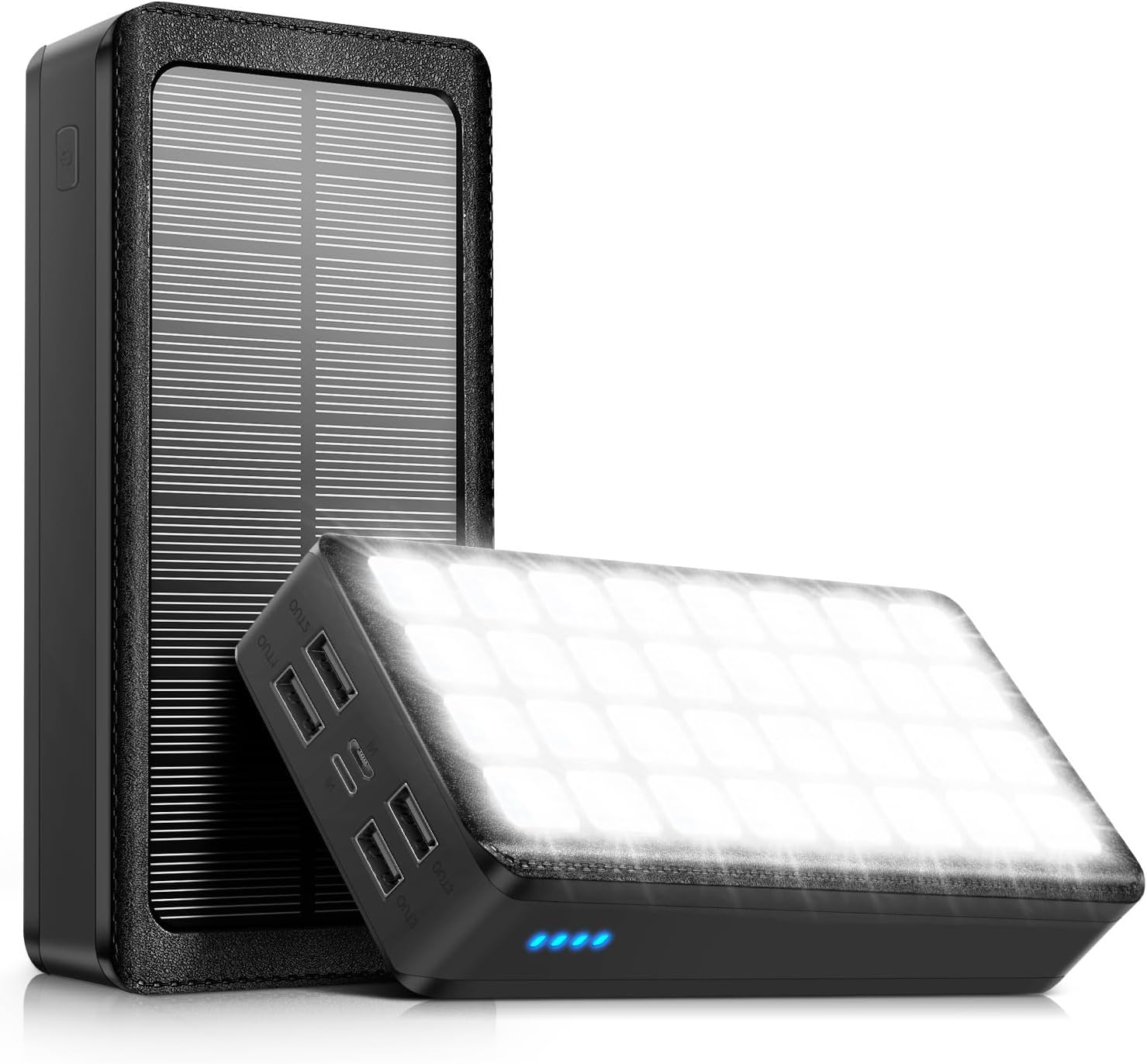 Power Bank 26800mAh Solar Charger Fast Charging Portable Charger with 32 LEDs Flashlight 4 Output Ports & 2 Input Ports Battery Pack for Camping Hiking