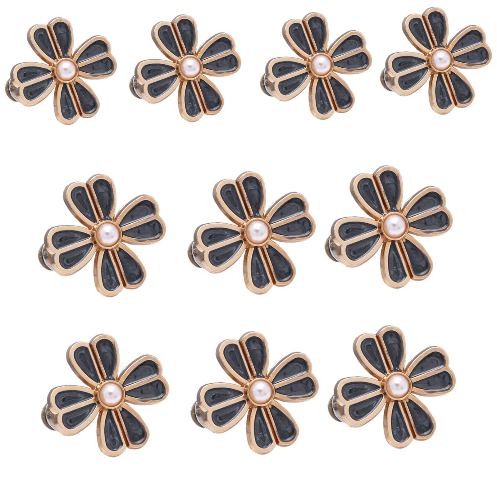 Kalttoy 10 Pairs Button Pins Jeans Waist Buckles Detachable Pants Waist Tightener Jeans Button Pins Flowers Buckles
