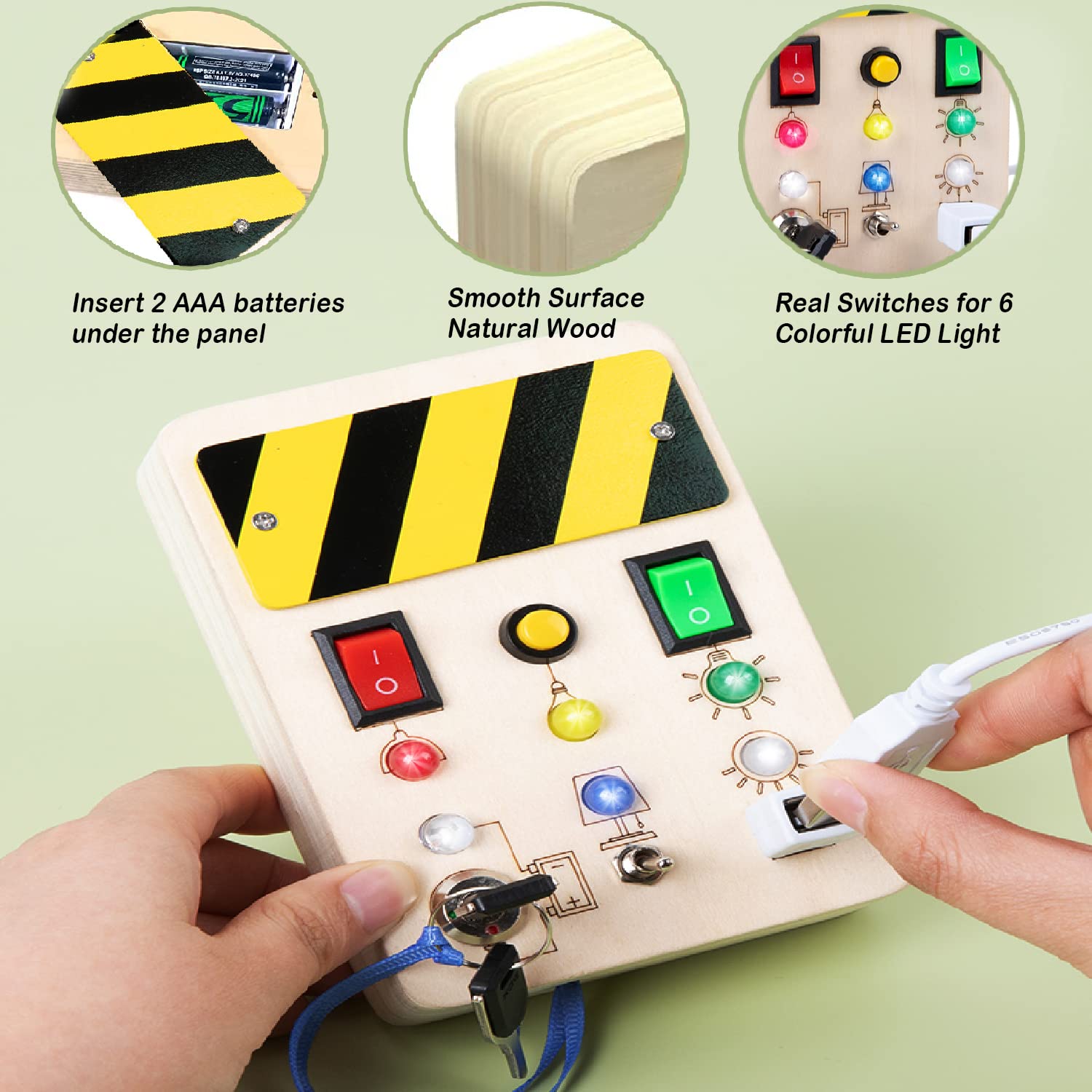 Planche Montessori Busy Board En Bois Pour Enfants 3 Ans+ – Avec Lumière, Vis Et Outils | Jouet éducatif Motricité Fine