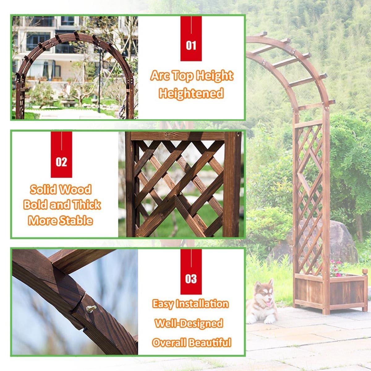 Pergola de jardin – Arche d'extérieur pour plantes grimpantes et vignes – Parfait pour les décorations de fête de mariage – Grande arche de roses