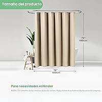Vista 4 de Dynamene Cortina de ducha de tela beige – Cortinas de ducha de tela resistente con textura de gofre para baño, 256 GSM, juego de cortina de baño