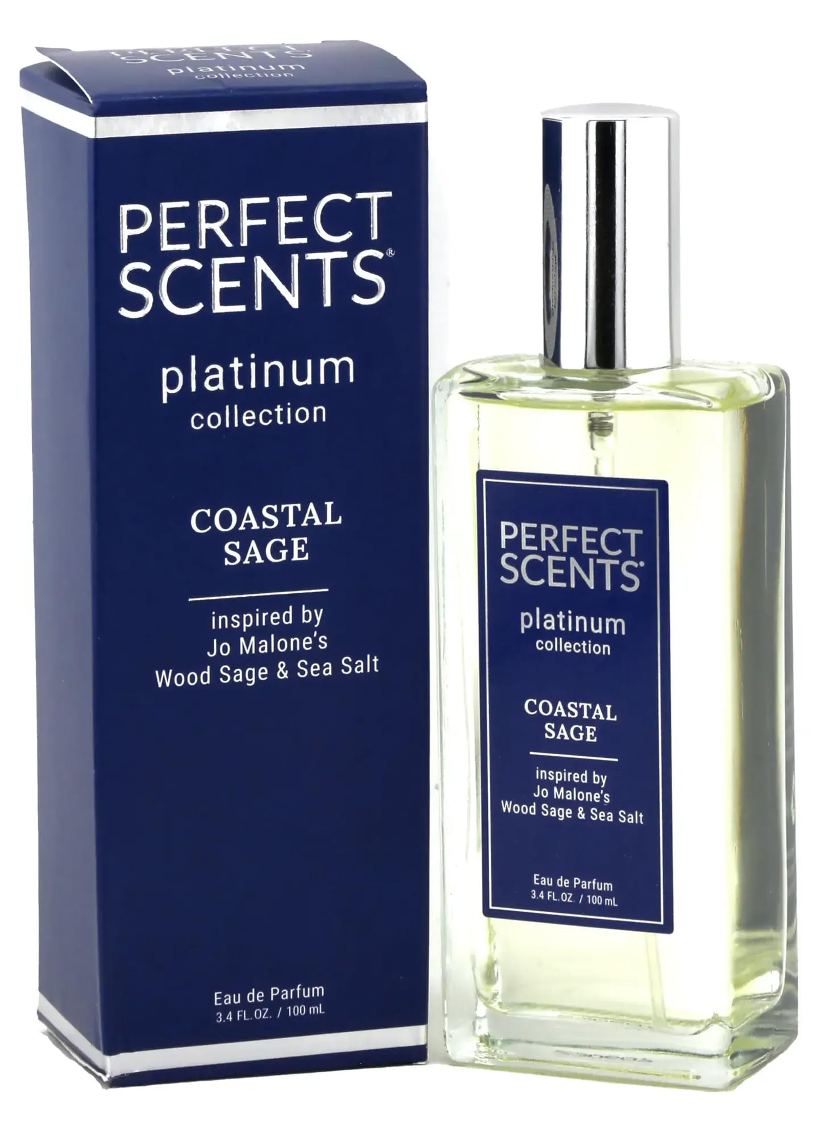 Perfect Scents Fragrances | Inspired by Jo Malone’s Wood Sage & Sea Salt | Platinum Collection | Coastal Sage | Unisex Eau de Parfum | Paraben & Phthalate Free | Never Tested on Animals | 3.4 Fl Oz