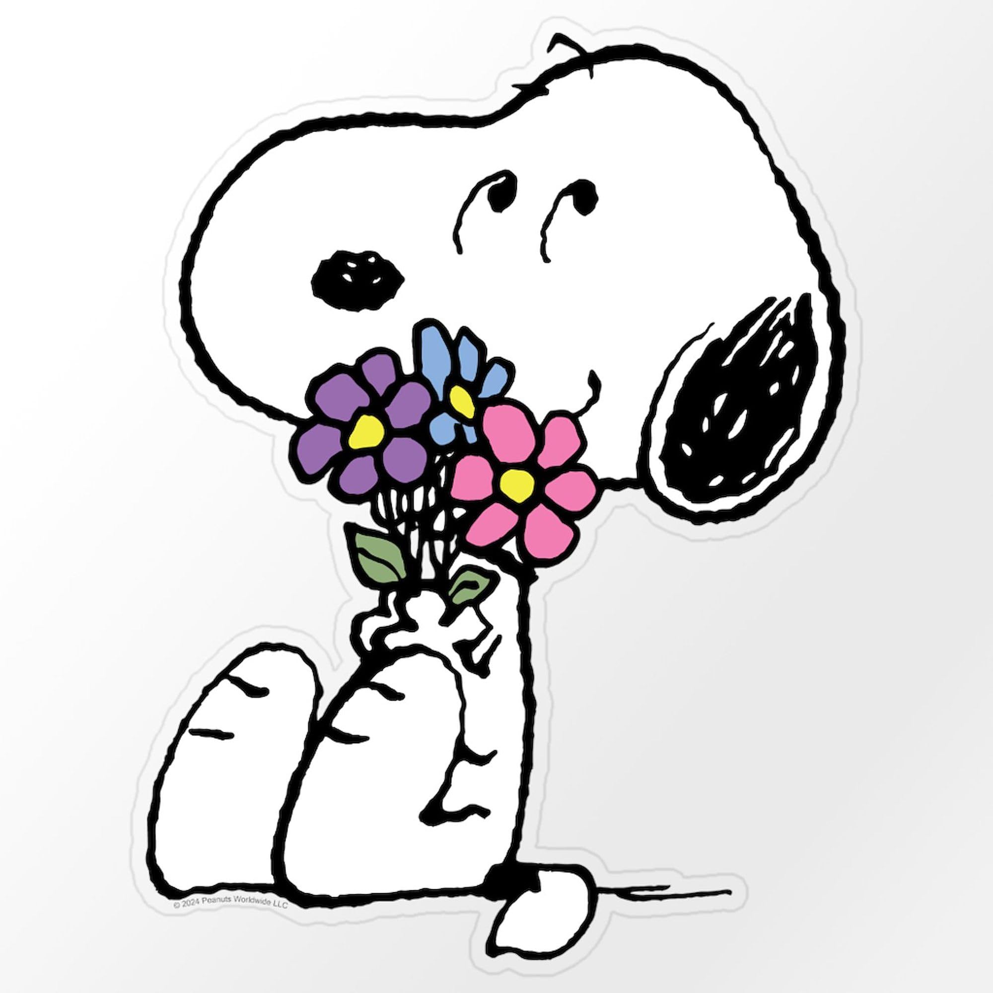 Amazon.com: CafePress Snoopy with A Flower Bouquet Large Die ...