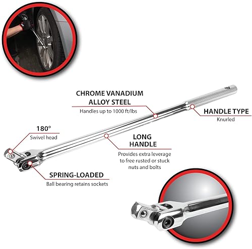 Miniatura 2 de Performance Tool W32119 Mango Flexible de Transmisión de 12 Pulgada Herramienta de Mano para Mejoras del Hogar, Plateado, 15 Pulgadas