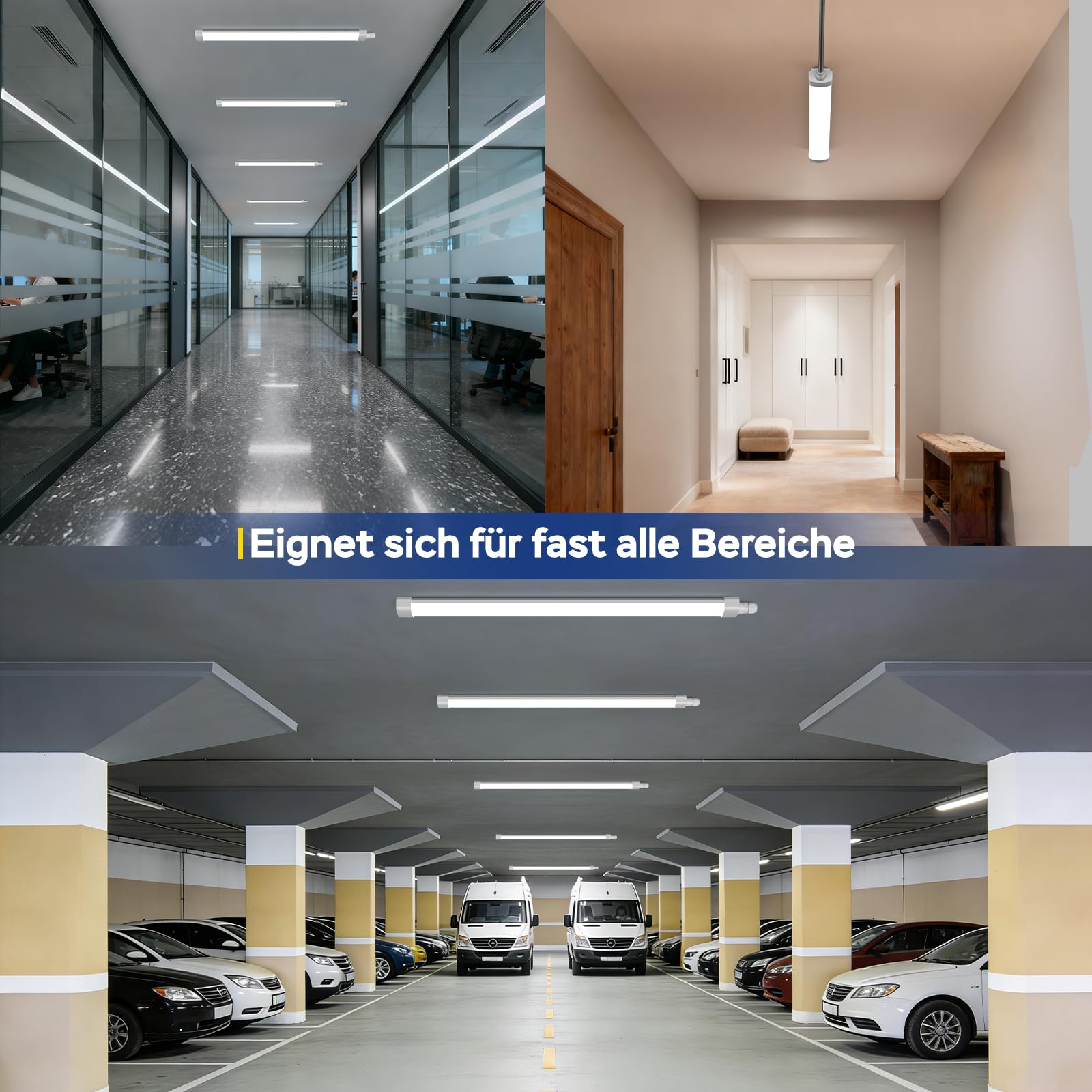 ANTENLICHT 5er Set LED Feuchtraumleuchte 120CM in Neutralweiß 4000K 36W 4000Lumen, IP65 Wasserdicht Nassraumleuchte Kellerleuchte Feuchtraumlampe für Werkstatt Flur Treppe Garage Abstellraum Büro