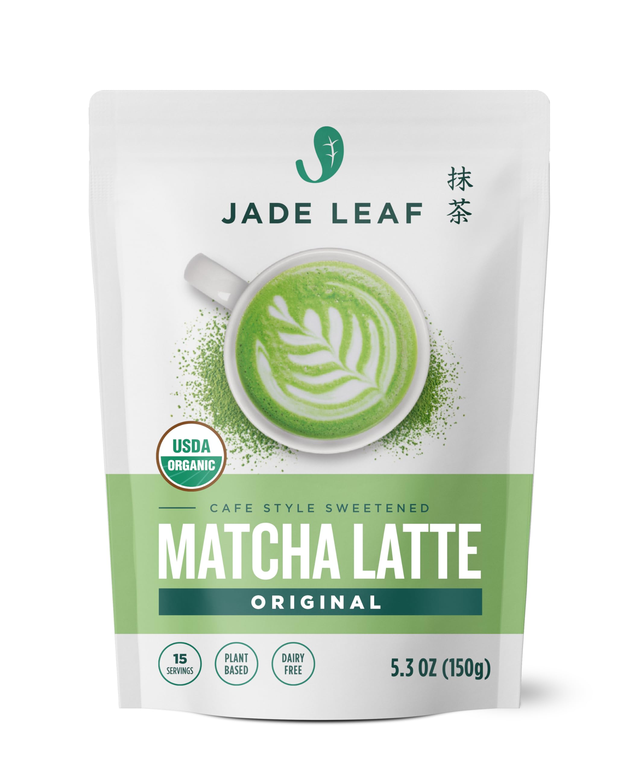 Jade Leaf - Organic Japanese Matcha Latte Mix - Cafe Style Sweetened Blend - Sweet Matcha Green Tea Powder [150g pouch]