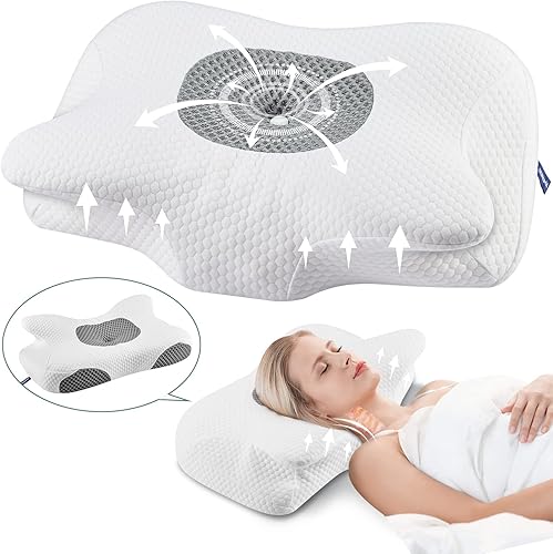 Miniatura 1 de DONAMA Almohada cervical almohada de espuma viscoelástica de contorno para aliviar el dolor de cuello sin olor ergonómica ortopédica soporte de