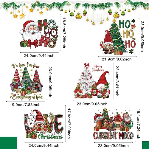 Miniatura 2 de 6 parches de transferencia para planchar de Navidad, diseño de Navidad, calcomanías de vinilo de transferencia de calor, calcomanías de vinilo de