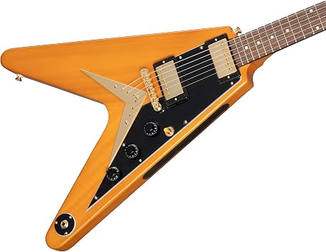 Epiphone Inpsired by Gibson Custom 1958 Flying V, Aged Natural with Black Pickguard and Hard Case
