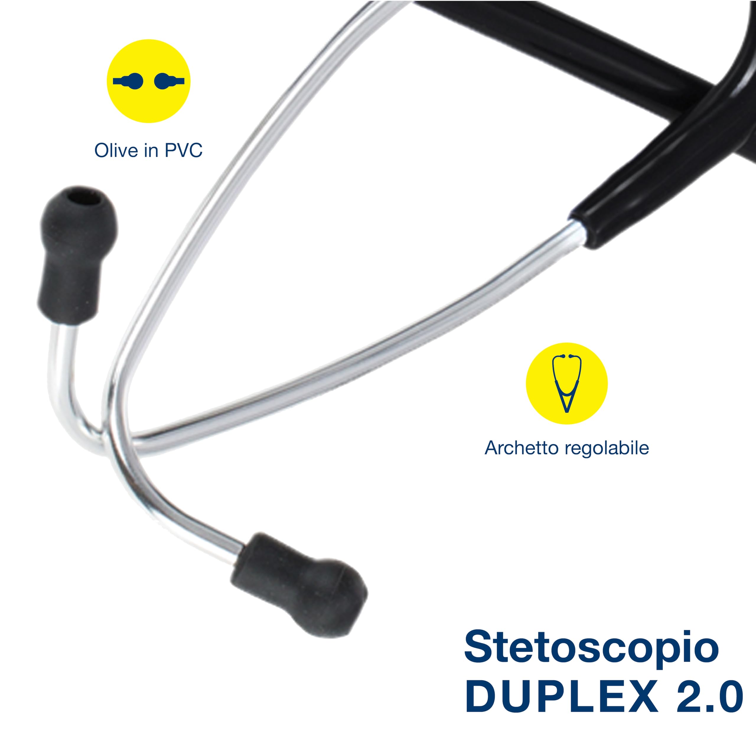 Riester - Stethoskop Duplex 2.0, hohe akustische Leistung, mit Namensschild, Ersatzoliven und Membrane, Edelstahl, für Erwachsene, schwarz, 32333
