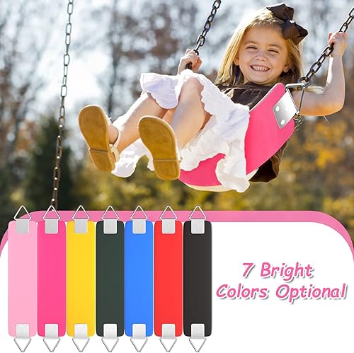 Miniatura 7 de AGPTEK Asiento de columpio, 30.4 x 6 x 0.27 pulgadas, columpio de patio para niños y niñas y adultos con anillo triangular de metal, rosa (límite de