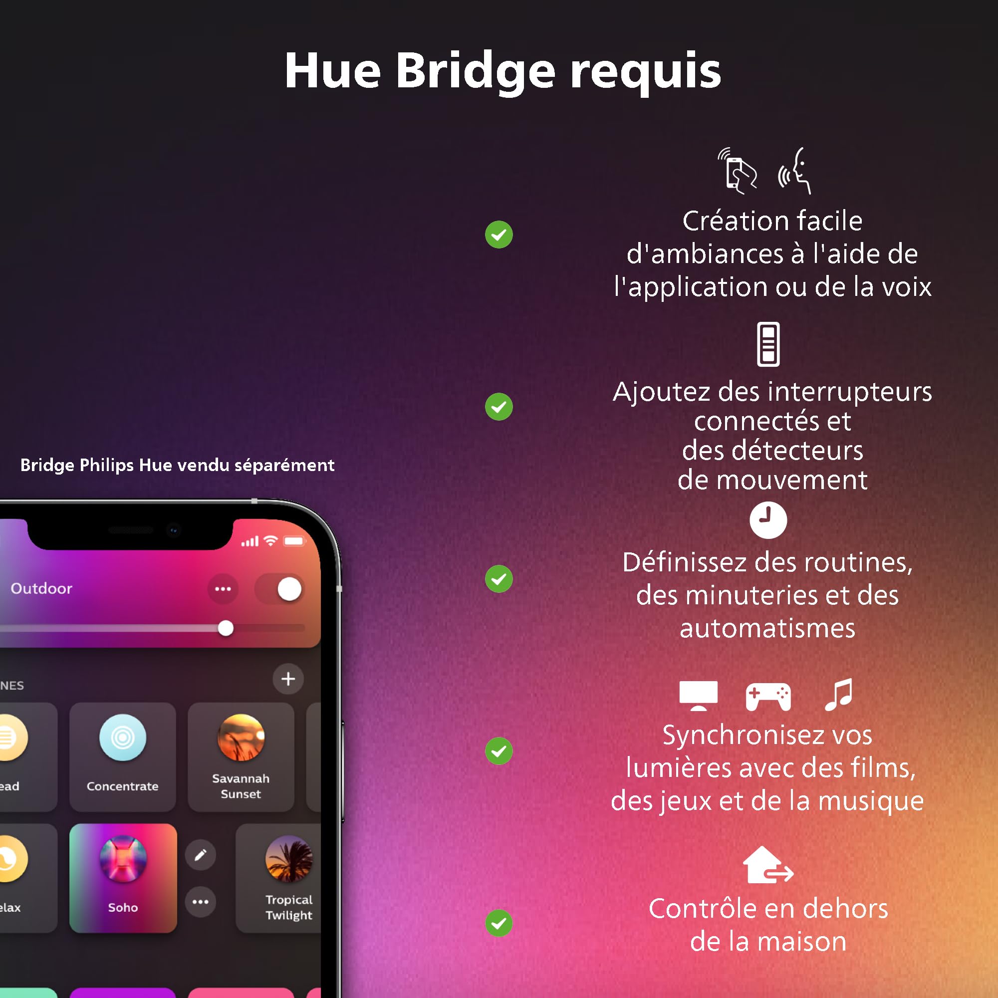Philips Hue Play HDMI Sync Box 8K - Boitier connecté pour synchroniser jusqu'à 10 lumières avec Vos Jeux vidéo, Films et Musique - Nécessite Philips Hue Bridge - Compatible Dolby Vision HDR10+