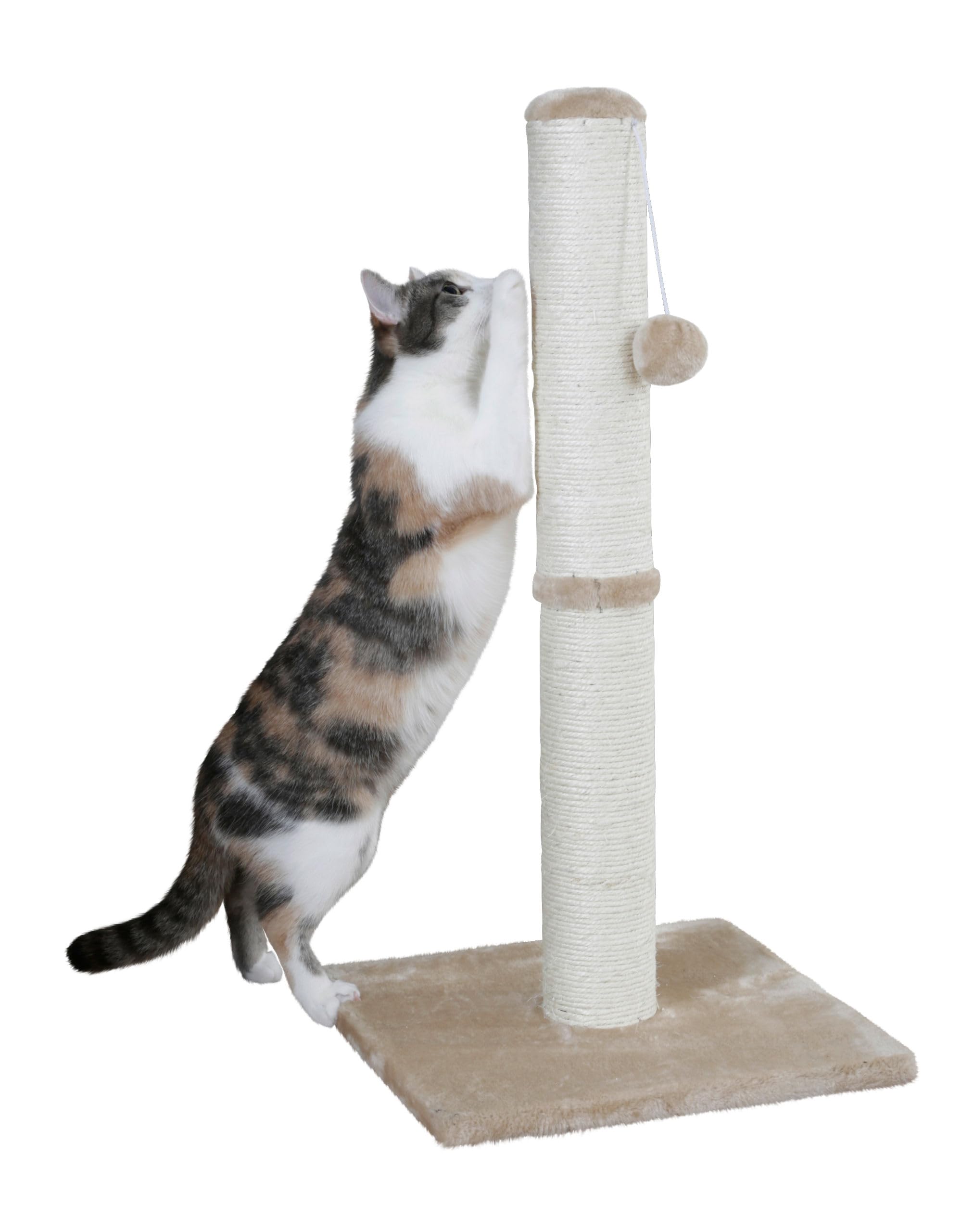 Kerbl Pet Poste rascador Opal Maxi, Color Beige, sisal Natural, 38x38x78 cm, para Gatos pequeños y medianos, con Cuerda de sisal, para el Cuidado de Las Garras, con Bola de Peluche