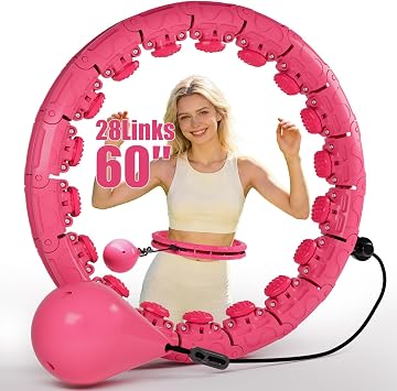 Weighted Hula Infinity Fitness Hoop for Adult Weight Loss, 2 in 1 Smart Fitness Workout Hula Circle Hoops with 28 Detachable Knots, Exercise Fit Hoop Suitable for Women and Beginners